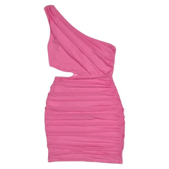 NWT Hello Molly Cupids Kiss Dress Pink One Shoulder Mini Ruched Bodycon Sexy M 6 - Picture 4 of 12